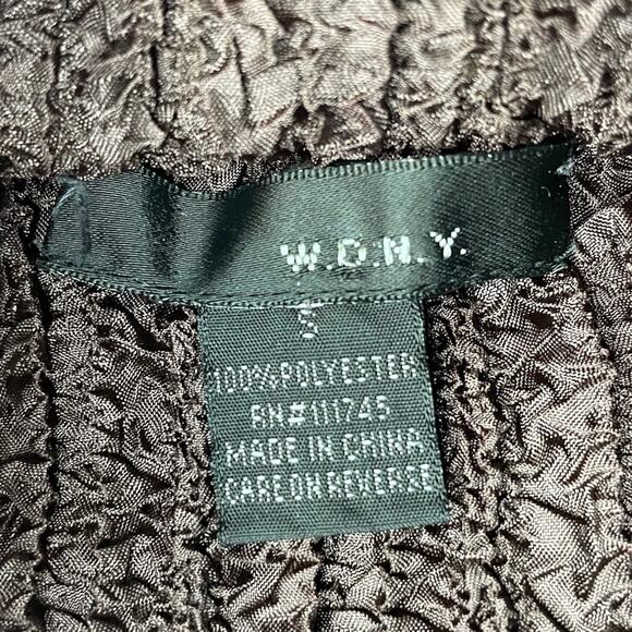 WONY MOCK TURTLENECK Y2K VINTAGE POPCORN CABLEKNIT PATTERN STRETCH SHIRT BROWN S - Picture 2 of 6